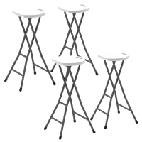 Outsunny Set of 4 Folding Outdoor Bar Stools, 29" Counter Height Stools with Handle, Indoor Outdoor Stool Chair with Footrest(m-11)