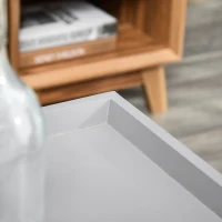 HOMCOM Coffee Table with Tray Top, Nordic Center Table with Pine Wood Legs, Rectangle Coffee Tables for Living Room, Gray(m-8)