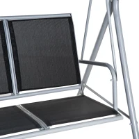 Outsunny 3-Seater Patio Swing, Outdoor Swing Chair, A Frame Porch Swing with Canopy Garden Hammock Glider Bed, Black(m-10)