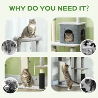 PawHut 52 Inch Cat Tree with Scratching Posts, Cat Bed, Condo, Grooming Brush, Jumping Platforms, Toy Balls, Anti-tip Kit(m-7)