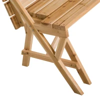 Outsunny Patio Wooden Folding Picnic Table with Benches, Outdoor 2 in 1 Convertible Patio & Garden Bench, Foldable Picnic Table with Umbrella Hole, Nature(m-9)