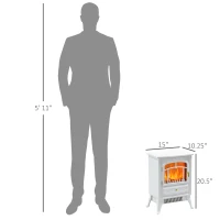 HOMCOM Fireplace Stove, Electric Fireplace Heater with Realistic LED Flames and Logs, 725W/1450W, White(m-3)