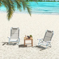 Outsunny Set of 2 Fishing Chairs, Camping Chairs with Adjustable Backrest and Headrest, Folding Chair for Outdoor, Light Grey(m-8)