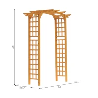 Outsunny 7.5FT Wood Garden Arch Trellis, Outdoor Walkway Round Pergola Style Arbor for Decorative Climbing Plants, Patio, Lawn, Backyard Party, Ceremony Decoration Accessories, Yellow(m-3)