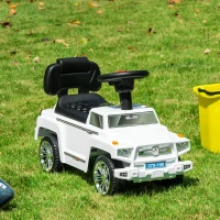 Aosom Kids Ride on Push Car, SUV Style Sliding Walking Car for Toddle with Horn, Music, Working Lights, Hidden Storage and Anti-dumping System, White(m-10)