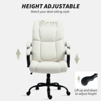 Vinsetto Executive Office Chair with Wide Seat, Computer Desk Chair with Adjustable Height, Swivel Wheels, Cream White(m-8)