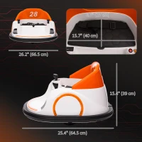 Qaba 12V Bumper Car for Toddlers, Ride On Car with 360 Degree Remote Control, Lights Music Horn, for 1.5-5 Years, Orange(m-3)