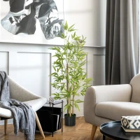 HOMCOM 4ft Artificial Tree, Indoor Fake Bamboo with Pot, for Home Office Living Room Decor(m-1)