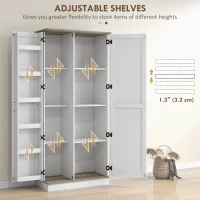 HOMCOM 70" Tall Kitchen Pantry Cabinet with Spice Racks and Adjustable Shelves for Living Room, Dining Room, White(m-5)