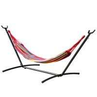 Outsunny Patio Hammock with Stand, Fabric Outdoor Hammock Bed with Stand, Free Standing Adjustable Lounge Chair Includes Portable Carrying Case for Outdoor or Indoor(m-11)