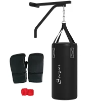 Soozier Heavy Bag Wall Mount Set, Unfilled Punching Bag Hanger with Boxing Gloves for Muay Thai and MMA Training(m-11)