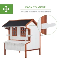 PawHut 47" Chicken Coop Wooden Chicken House Rabbit Hutch Raised Poultry Cage Portable Hen Pen Backyard with Nesting Box and Handles(m-5)