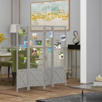 HOMCOM 4.7' 4 Panel Room Divider, Indoor Privacy Screens for Home, Distressed Gray(m-10)