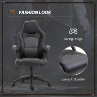 Vinsetto PU Leather Gaming Chair High Back Office Chair with Adjustable Height, Computer Gamer Chair, Grey(m-6)