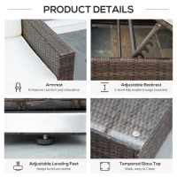 Outsunny 9-Piece Outdoor Patio Sectional Furniture Set, Throw Pillows, 8 Seat Sofa Set, 2 Reclining Chaise Lounge Chairs, Coffee Table, Wicker Conversational Couch, Cushions, Beige(m-7)