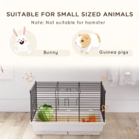 PawHut Rabbit Guinea Pig Cage, Bunny Cage Pet Pen with Sliding-Out Trays, Bottom Wood Board, Doors, 24" x 15" x 16"(m-4)