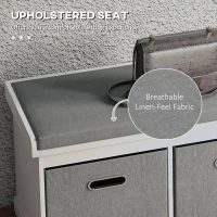 HOMCOM Shoe Storage Bench with Seat, Entryway Bench Seat with Cushion, 2 Fabric Drawers for Hallway, White(m-4)