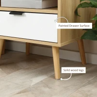 HOMCOM Modern Nightstand, Bedside Table with Drawer and Shelf for Bedroom, Living Room, Natural(m-6)