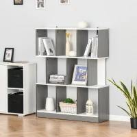 HOMCOM 3-Tier Wooden Bookcase, Display Shelf Freestanding Decorative Storage Shelving, Home Office Grey and White(m-8)