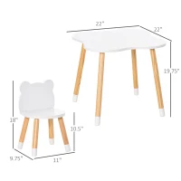 Qaba Wooden Kids Table and Chair Set Ideal for Arts, Meals, Homework, Cute Toddler Activity Table for Age 1-4 Years, White(m-3)