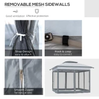 Outsunny 12' x 12' Pop Up Canopy Sun Shade Instant Tent Folding with Mesh Sidewalls, 3-Level Adjustable Height and Storage Bag, Gray(m-7)