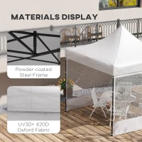 Outsunny 10' x 10' Pop Up Canopy Tent Gazebo with Wheeled Carry Bag and Sides, Height Adjustable for Outdoor, Patio, Garden(m-7)