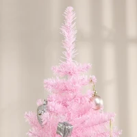 HOMCOM 6' Artificial Pencil Christmas Tree, Slim Xmas Tree with 390 Realistic Branch Tips and Plastic Stand, Pink(m-8)
