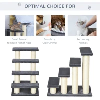 PawHut Cat Trees 4 Tier Pet Stairs Dog Cat 4 Steps Kitty Scatching Post Cat Scratch Furniture Dark Grey(m-5)