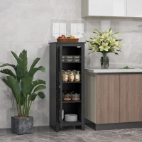 HOMCOM 48" Farmhouse Kitchen Pantry Storage Cabinet with Barn Door, Kitchen Pantry Cabinet with Adjustable Shelves, Black(m-8)