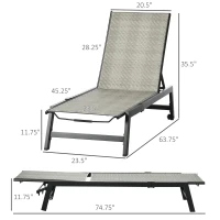Outsunny Outdoor Chaise Lounge Chair, Waterproof Rattan Wicker Pool Furniture with 5-Position Reclining Adjustable Backrest & Wheels for Beach, Tanning, Poolside, Patio, Mixed Gray(m-3)