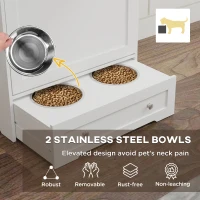 PawHut Dog Feeding Station with Two Storage Cabinets, 2 Elevated Dog Bowls, Side Hooks, Anti-tip Kit, for Feeding & Watering(m-6)