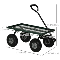 Outsunny Heavy Duty Garden Wagon Cart with 10" Wheels, 330 lbs Capacity, for Garden, Beach, Lawn, Black(m-3)