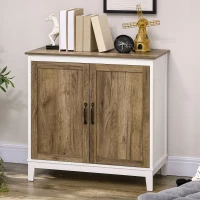 HOMCOM Farmhouse Sideboard, Storage Cabinet with 2 Doors and Shelves Kitchen, Living room, 30.9" x 15.4" x 30.9", Dark Oak(m-8)