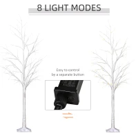 Outsunny 5FT Garden Birch Tree Light with 58 Warm LEDs and 8 Light Modes, DIY Artificial Tree Lamp for Outdoor and Indoor Birthday Wedding Party(m-5)