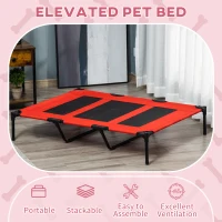 PawHut Elevated Dog Bed, Raised Dog Cot for XL Sized Dogs, Indoor & Outdoor, 48" x 36" x 9", Red(m-4)