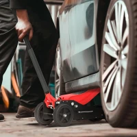 HOMCOM 3 Ton Big Wheel Hydraulic Car Jack Heavy Duty Steel Off-Road Jack with Extra Saddle for Trucks, SUVs, ATVs, Red(m-2)