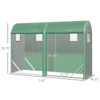 Outsunny 10' x 3' x 7' Walk-in Lean-to Greenhouse, Steel, 4 Zipper Roll-up Windows & 2 Doors, UV Protecting PE Cover for Growing Flowers, Vegetables, Tropical Plants, Saplings, Succulents, Green(m-3)