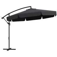Outsunny 11 FT Cantilever Patio Umbrella Offset Parasol with Cross Base and 8 Ribs for Garden, Black(m-2)