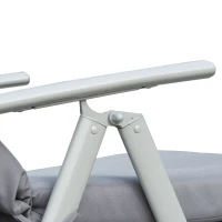 Outsunny Outdoor Folding Chaise Lounge Chair Recliner with Portable Design, Adjustable Backrest, Cushion and Headrest, Grey(m-10)