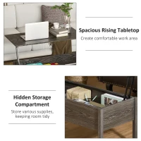 HOMCOM 39" Modern Lift Top Coffee Table with Hidden Storage Compartment, Center Table for Living Room, Grey(m-5)