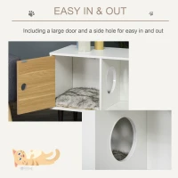 PawHut Wooden Cat House with Soft Cushion, Decorative Kitten Condo Side Table, Elevated Pet House with Storage Space(m-6)
