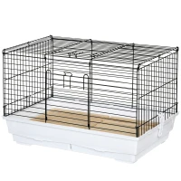 PawHut Rabbit Guinea Pig Cage, Bunny Cage Pet Pen with Sliding-Out Trays, Bottom Wood Board, Doors, 24" x 15" x 16"(m-11)