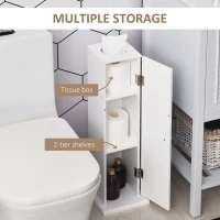 HOMCOM Small Toilet Paper Cabinet, Bathroom Corner Cabinet with Doors and Shelves for Paper Shampoo, White(m-5)