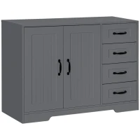 HOMCOM Modern Kitchen Storage Cabinet, Sideboard Buffet Cabinet with Drawers and Beadboard Door, Grey(m-11)