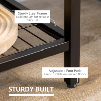 HOMCOM Industrial Multifunctional Kitchen Bakers Rack, Microwave Stand, Coffee Bar Station with Storage Shelves, Wire Basket, 5 Hanging Hooks, Walnut(m-5)