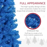 HOMCOM 6FT Pencil Christmas Tree, Artificial Christmas Tree with Automatic Open for Home Party, Blue(m-7)