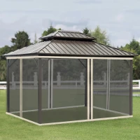Outsunny Replacement Mesh Sidewall Netting for 10' x 12' Gazebos and Canopy Tents with Zippers, (Sidewall Only) Cream(m-2)