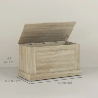 HOMCOM 31.5 Inches Storage Chest, Storage Trunk with Safety Hinge, Wooden Box for Living Room, Natural Wood Grain(m-3)