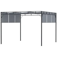 Outsunny 10' x 10' Retractable Pergola Canopy, Patio Gazebo Sun Shelter with Steel Frame for Garden, Lawn, Backyard and Deck, Dark Grey(m-11)