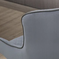 HOMCOM Dining Chairs Set of 2, Modern Wingback Kitchen Chairs with Velvet Fabric Upholstery, Tufted, Steel Legs, Accent Arm Chairs for Living Room, Dining Room, Bedroom, Grey(m-10)